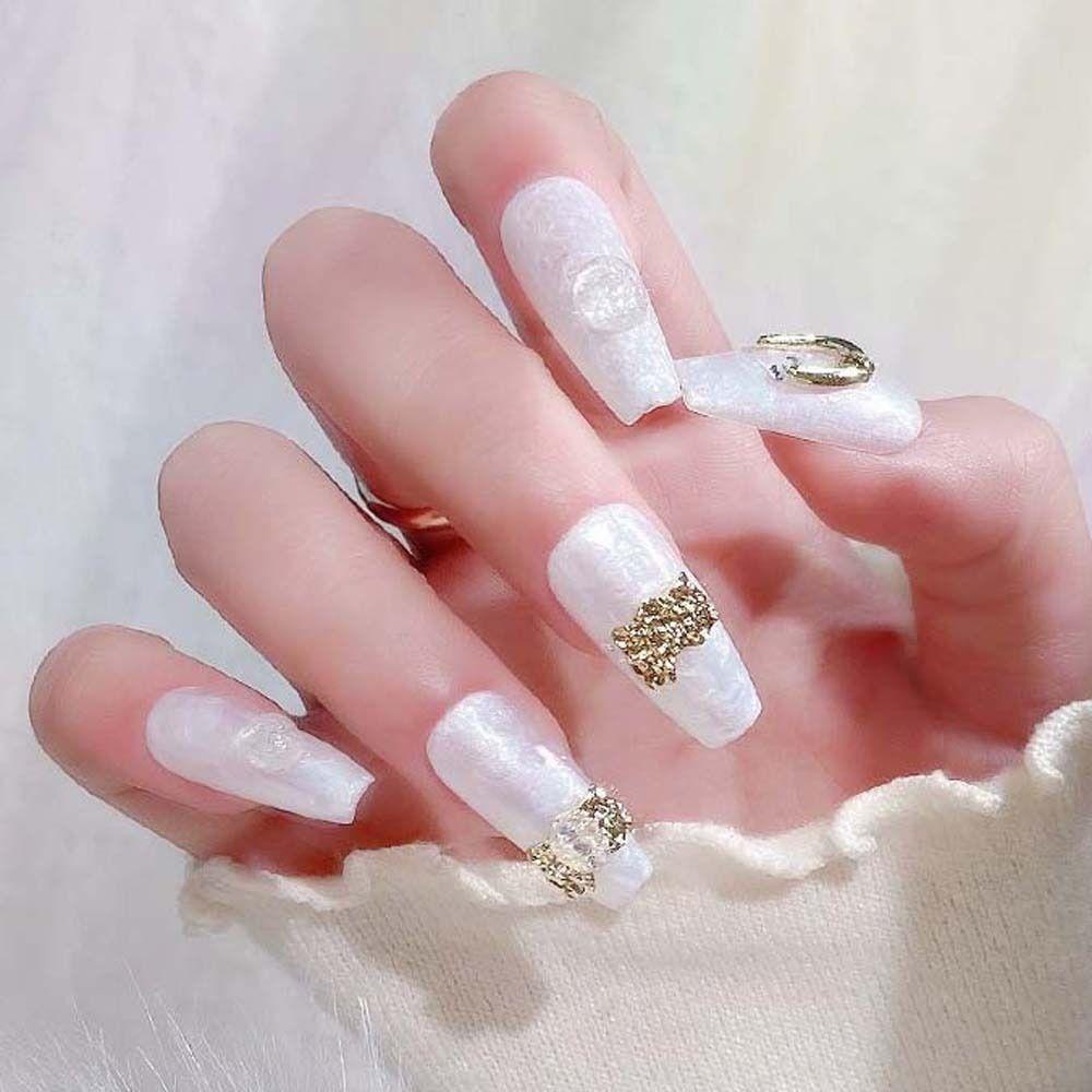 AUGUSTINA Agustina Dekorasi Kuku Logam Wanita Jepang Nail Art Berbentuk Tidak Teratur Emas Perak Manicure Aksesoris 3D Nail Drills