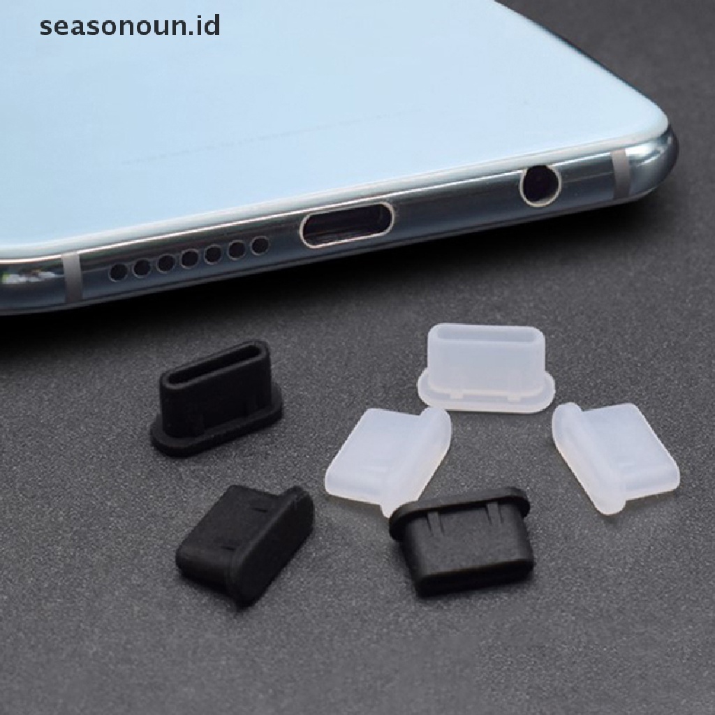 Seasonoun 10PCS Plug Debu Tipe-C USB Charging Port Protector Penutup Silikon Untuk Aksesoris Telepon.