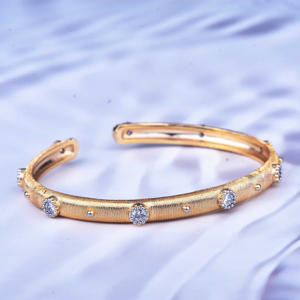 Goldkingdom Aksesoris Perhiasan Fashion Ready Stock Tangan-Menyikat Gaya Vintage Perhiasan Elegan Fashion Berlian Gelang Wanita