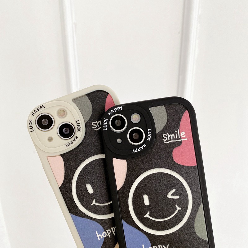 Smile Soft Case Hitam OPPO A9 A5 A31 A53 A33 2020 A7 A5S A12 A11K F9 F11 A15S A35 A52 A92 A54 A36 A96 A83 A57 A3S A16 A1 Pro Reno 3 5 6 7Z 9 senyum Bahagia