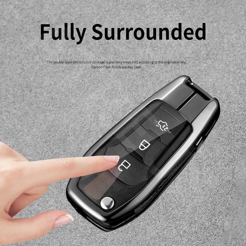 Ford Zinc Alloy Bungkus Penuh Case Kunci Mobil Cover Serat Karbon Kulit Smart Key Protecter Untuk Ka Focus mk2 Ranger new Fiesta Fusion Ecosport Edge