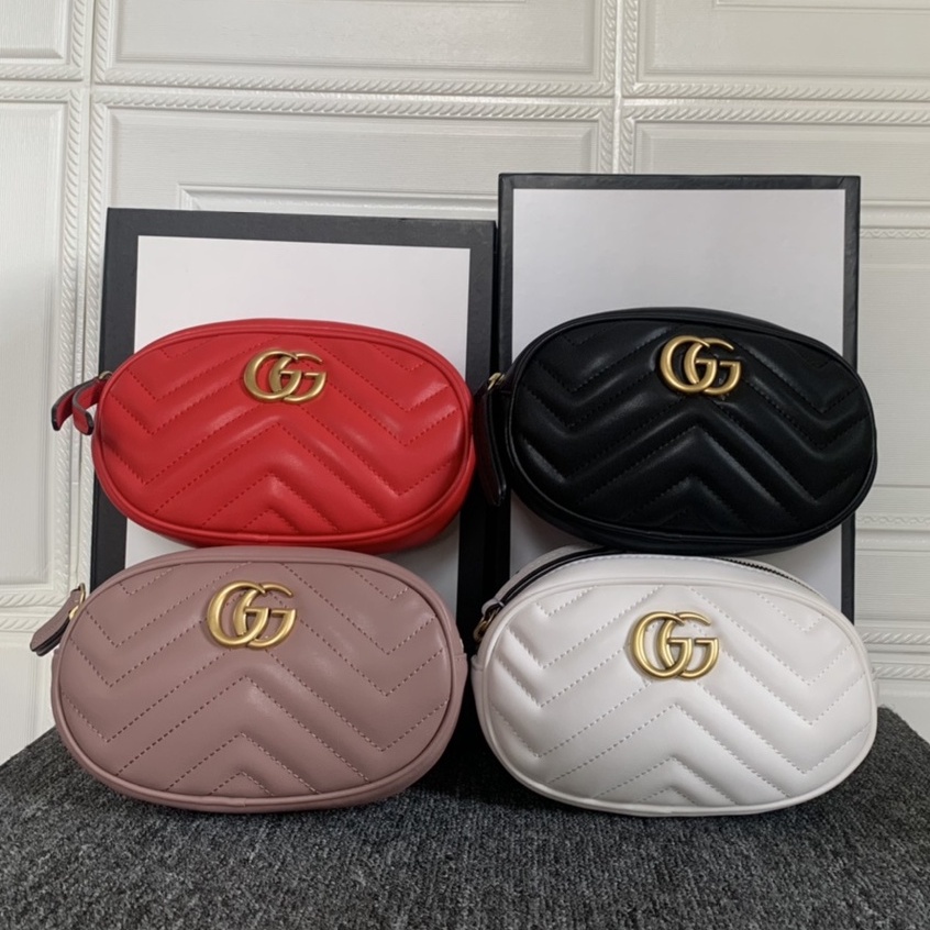 double GG marmont tas sabuk bundar Sabuk multi fungsi dapat disesuaikan sebagai tas pinggang/tas dad