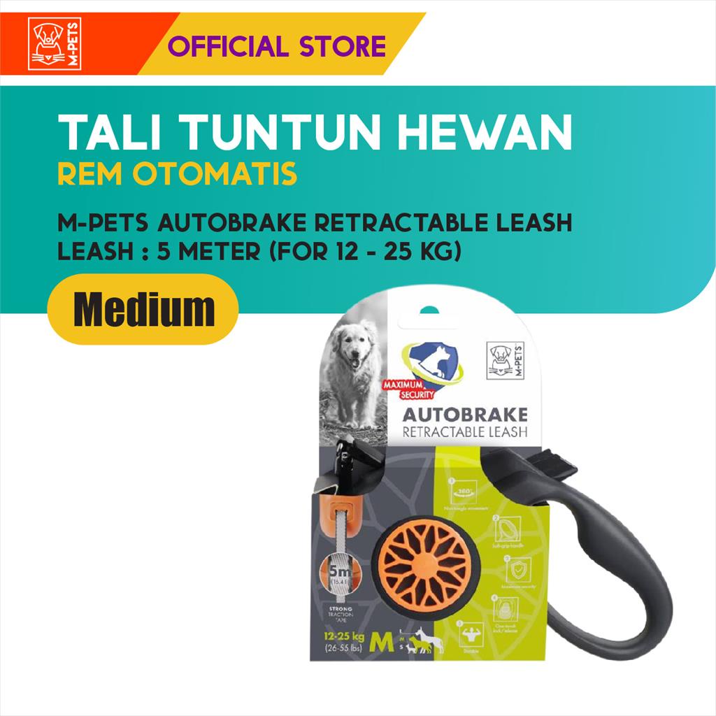 M-Pets Autobrake Retractable Leash Medium /Tali Tuntun Anjing Kucing