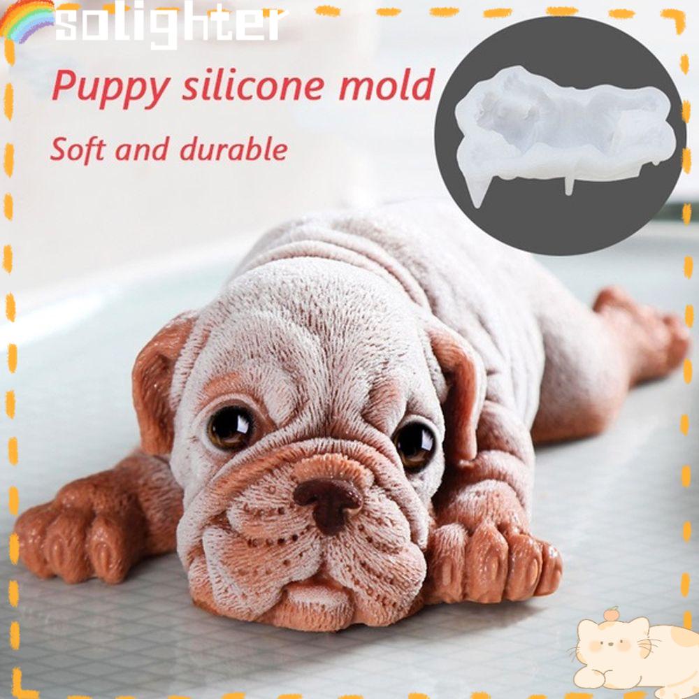 Solighter 3D Dog Cetakan Silikon Fondant Alat Dekorasi Kue Shar Pei Mousse Cake