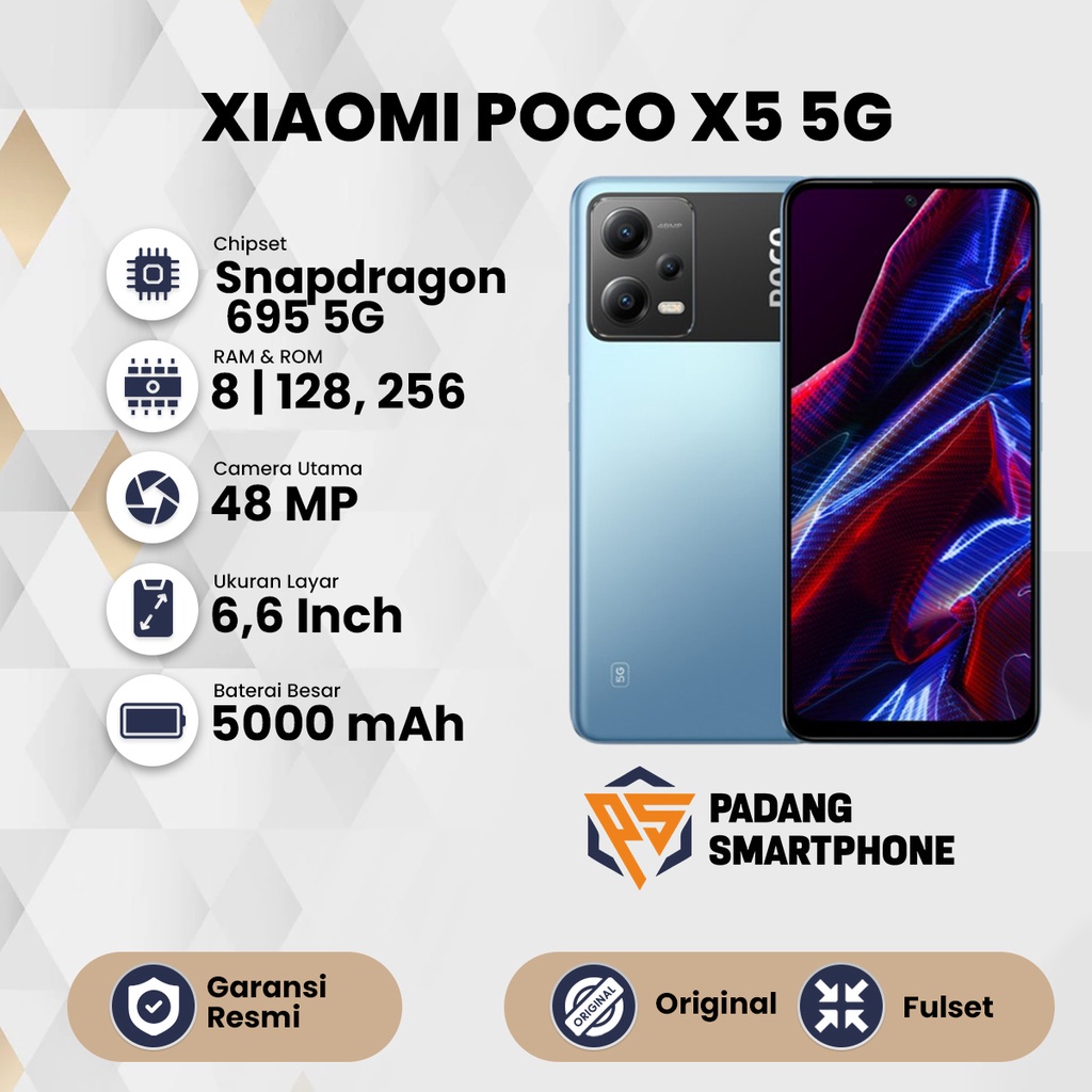Xiaomi POCO X5 5G (6GB+5GB/128GB) | (8GB+5GB/256GB) Snapdragon 695 5G Garansi Resmi Xiaomi Indonesia 1 Tahun