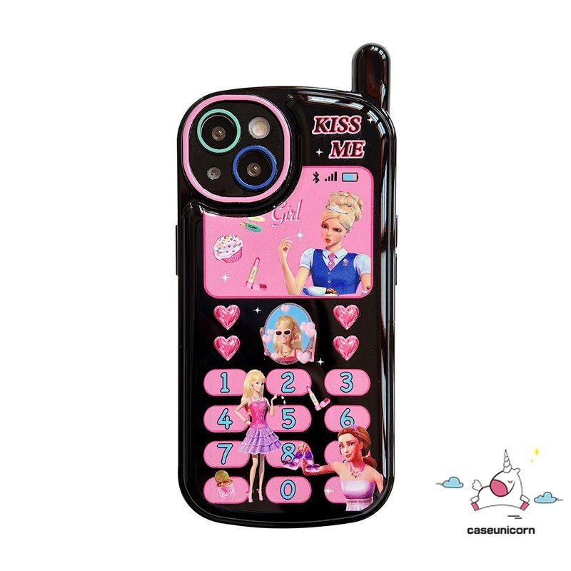 IPHONE Pretty Princess Barbie Phone Case Kompatibel Untuk Iphone7 8 Plus11 13 14 12 11 Pro MAX XR X XS MAX SE 2020 Kepribadian Retro Kreatif Bentuk Ponsel Seluler Lembut Glossy Cover