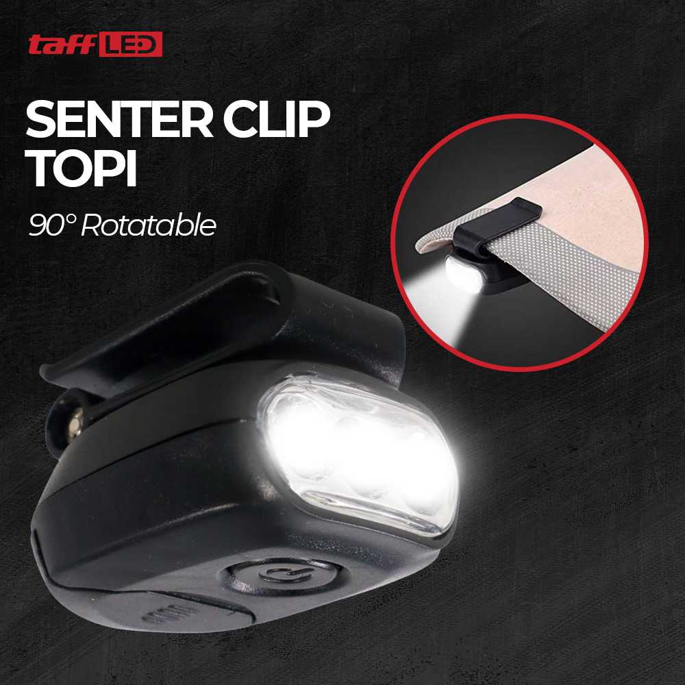 TaffLED Senter Clip Topi 90 Degree Rotatable 3 LED COB