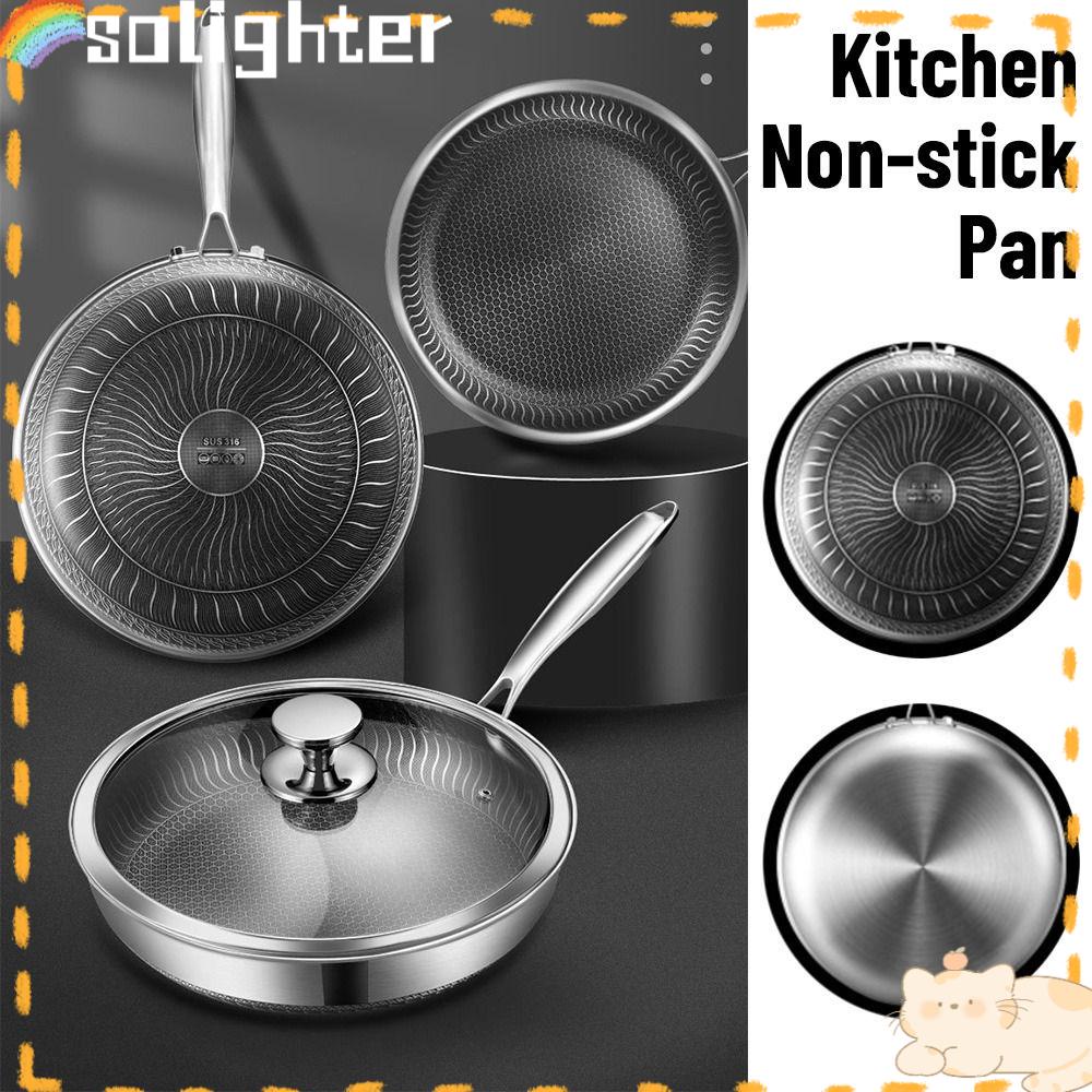 Solighter 26 cm Wajan Penggorengan New Anti Lengket Wajan Peralatan Masak Dapur Honeycomb Coating