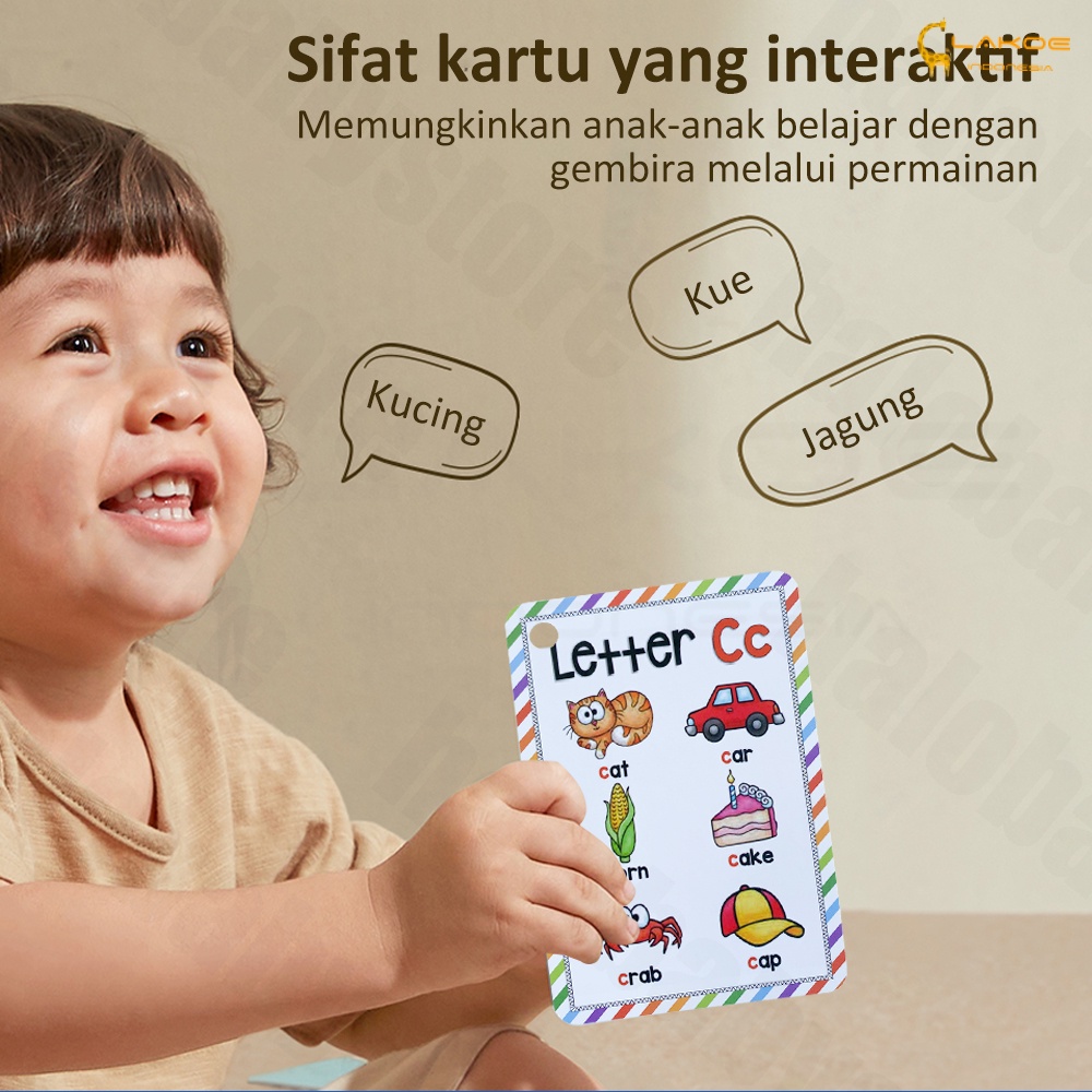 Lakoe Mainan Flashcard Huruf anak bayi/Edukasi Kartu Pintar Abjad Anak waterproof