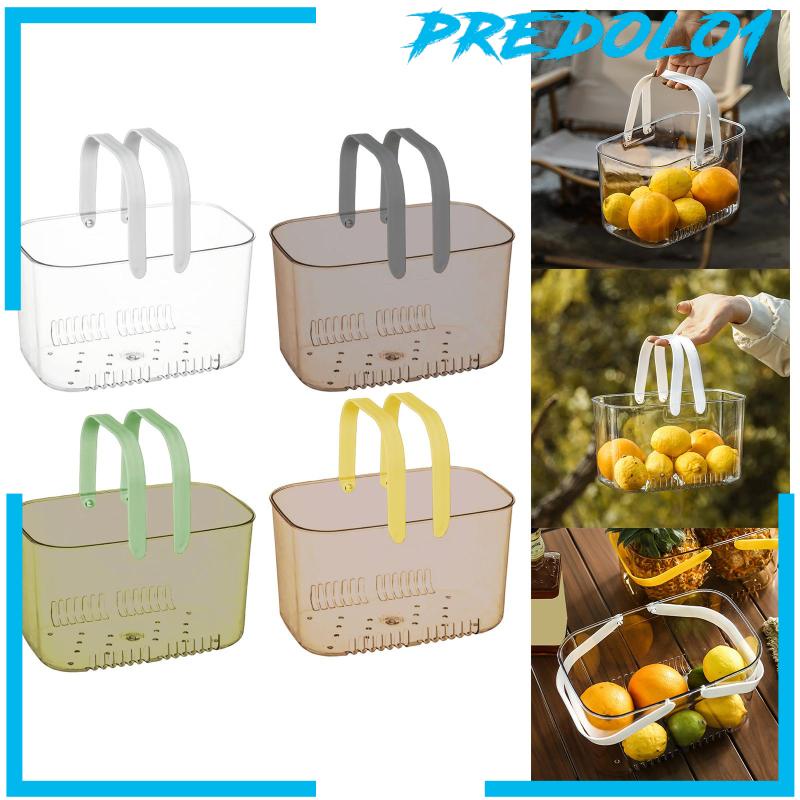 [Predolo1] Organizer Penyimpanan Makanan Portable Bening Dengan Pegangan Untuk Rak Belanja Daging