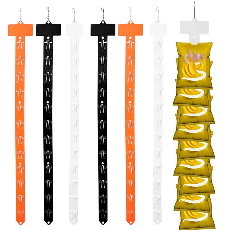 [Unggul] 12lubang Rak Supermarket Snack Gantung Strip Plastik Merchandise Transparan Display Gantungan Hooks Toko Bermanfaat Promosi Komoditi Penyimpanan Eceran Strip Dengan hook