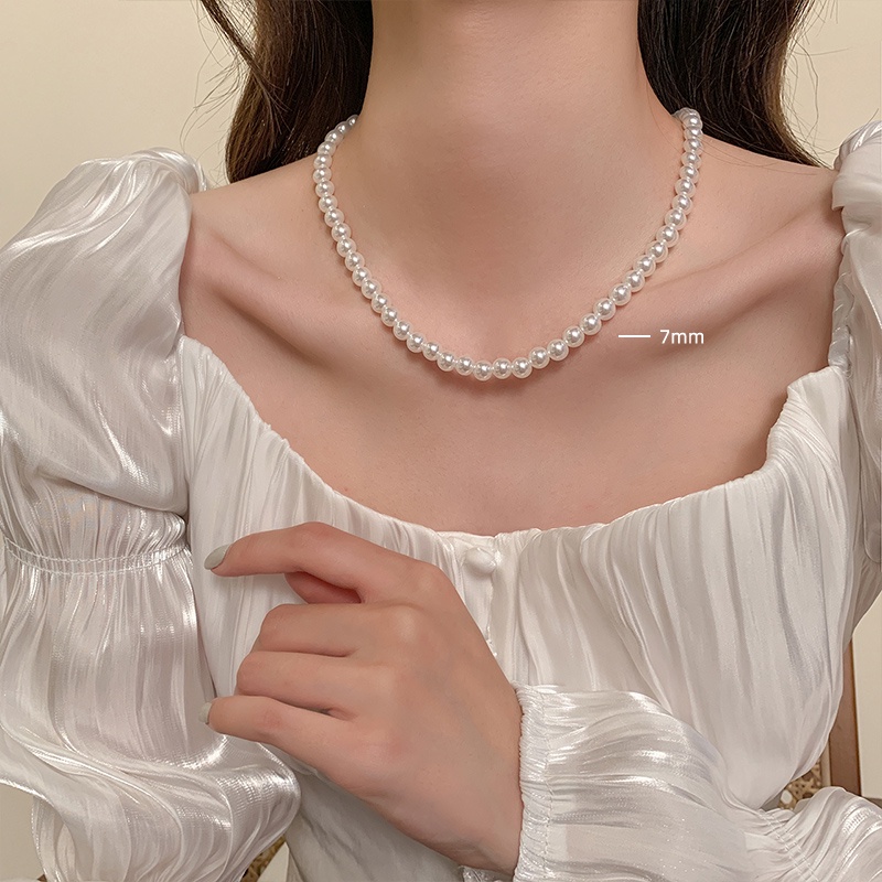 Korea Kalung Mutiara Wanita Elegan Kristal Choker Fashon Rantai Jewerly Aksesoris