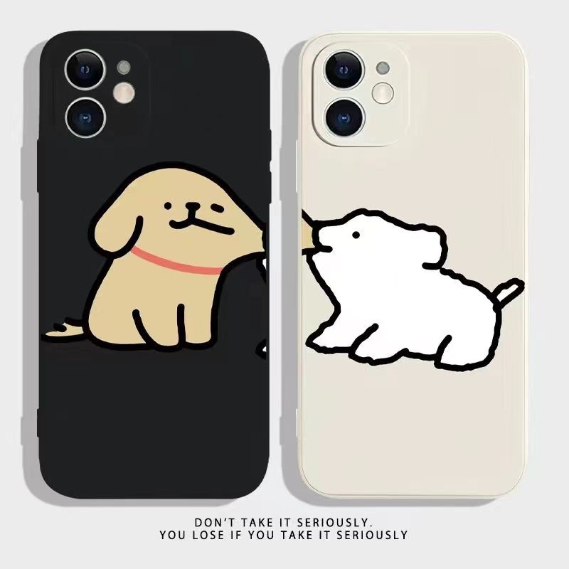 IPHONE Ins Pola Pasangan Anjing Cocok Untuk Iphone14 14pro 14plus 13 13pro 13prm iPhone12 7Plus 8Plus Xr XS 13 Pro Max Empat Sudut Casing Ponsel Tahan Guncangan
