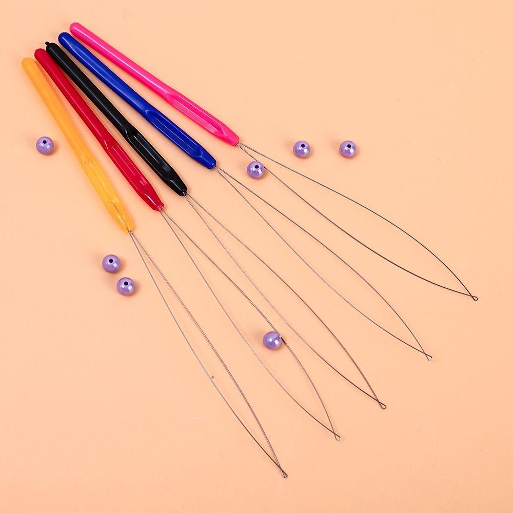 Needway   Beads Needle Threader Alat Ekstensi Rambut Plastik DIY Membuat Perhiasan Alat Knitt Hair hook Manik Kepang Jarum