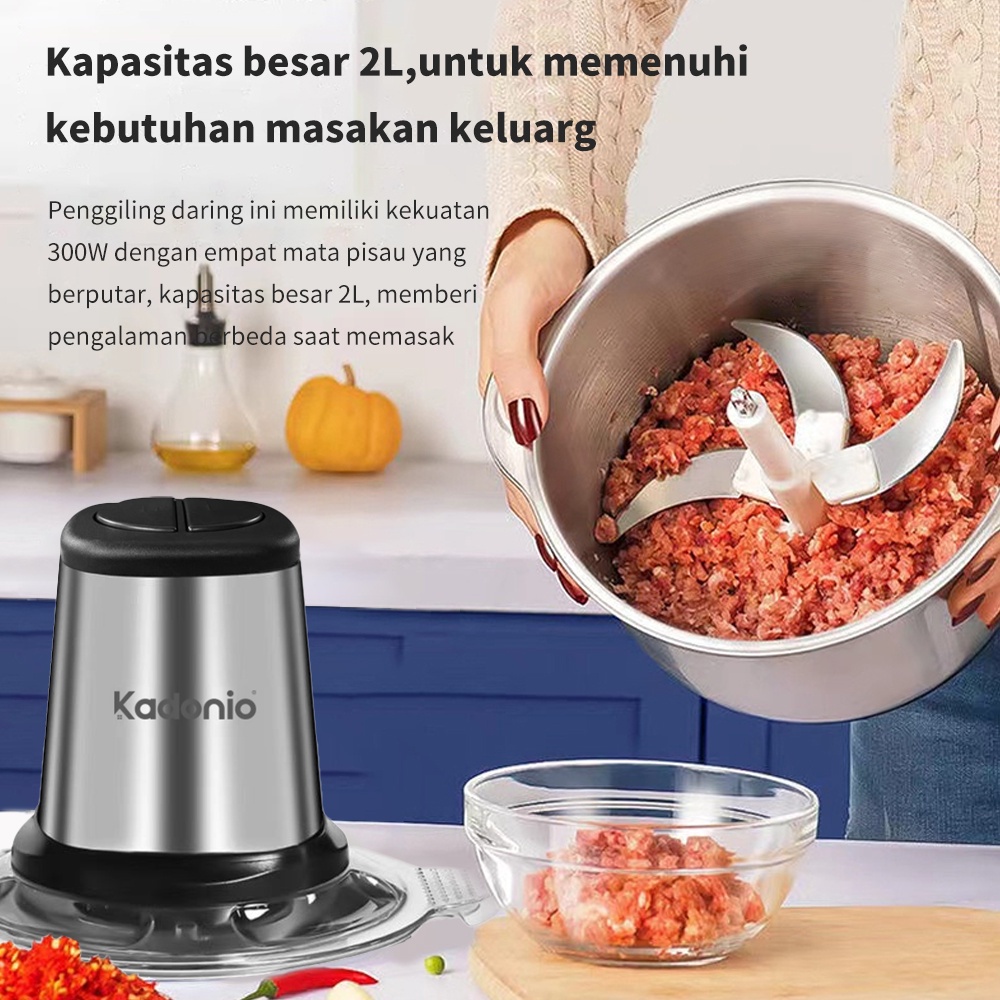 KADONIO Blender Daging Chopper Stainless 2L Penggiling Daging Multifungsi Meat Grinder KL-FB01