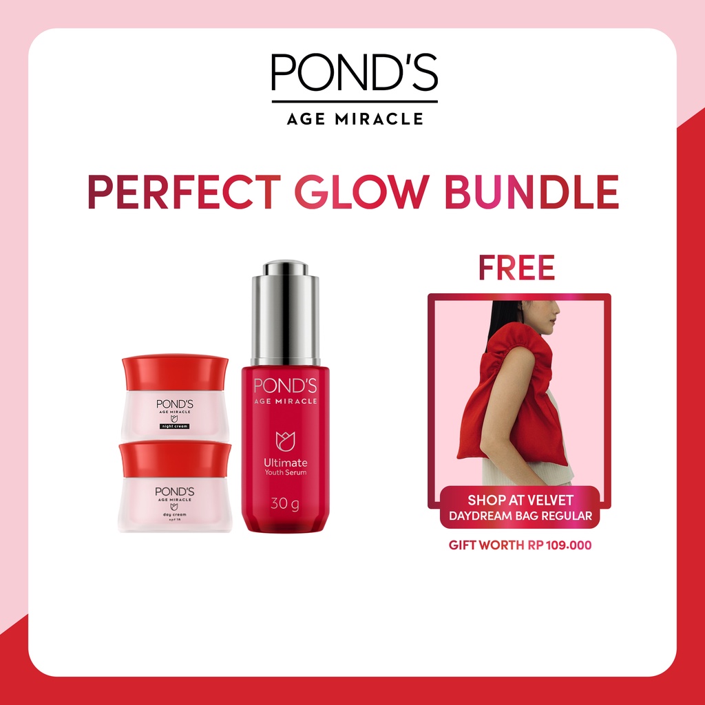 Buy Pond's Age Miracle Anti Aging Serum 30g + Day Cream &amp; Night Cream 10g FREE Shop At Velvet Bag