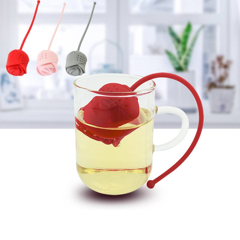 ღ Mawar Silikon Teh Infuser Daun Filter untuk Rose Kreatif Dtachable Teh Tidak Beracun Saringan Teh Kreatif Perlengkapan Minum Teh teh Aksesoris Dapur Gadget