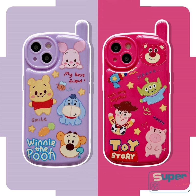 IPHONE Casing Manyo Beruang Strawberry Lucu Kompatibel Untuk Iphone7 8 Plus XR X 7Plus 11 13 12 14 Pro MAX XS MAX SE 2020 Toy Story Kepribadian Kreatif Bentuk Ponsel Retro Glossy Soft Tpu Case