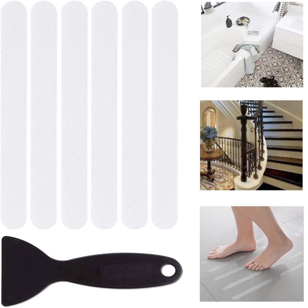 ღ 24Pcs Kamar Mandi Non-slip Shower Stiker Tahan Air Bathtub Sabuk Pengaman Keselamatan Kamar Mandi Anti-Slip Strip Self-Perekat Tangga Lantai Anti Slip Sabuk Pengaman