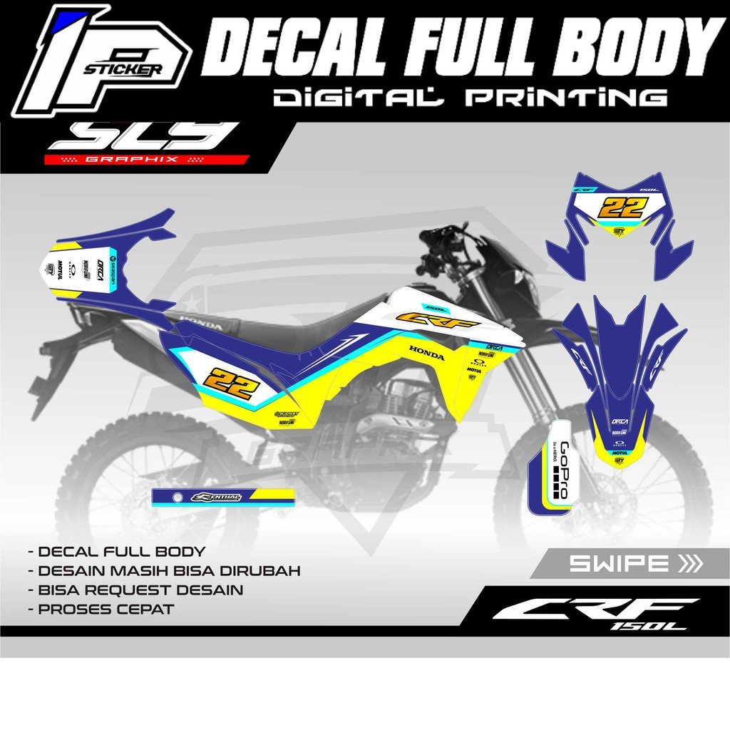 DECAL CRF 150 L BIRU KUNING FULL BODY