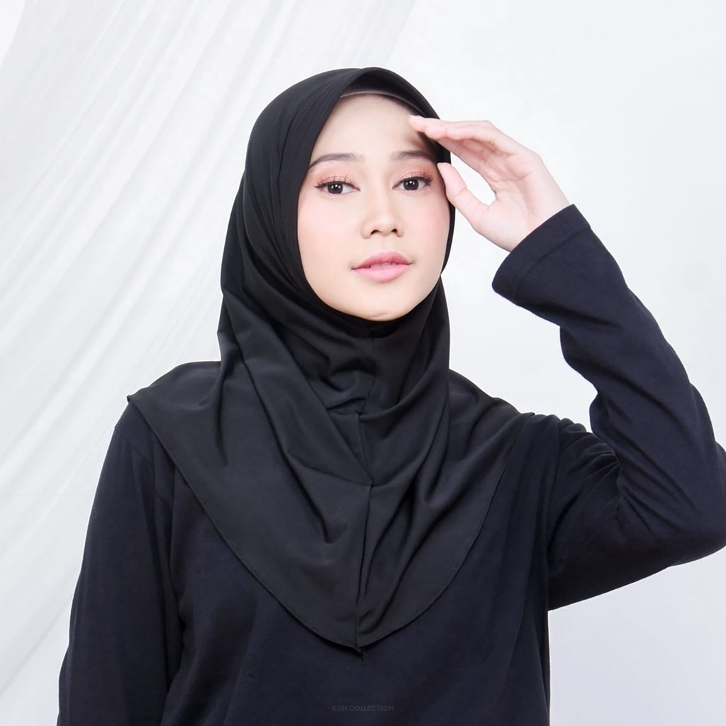 Hijab Sporty / Hijab Instant / Hijab Sporty Olah Raga Spandek Bergo Polos - Kun Collection