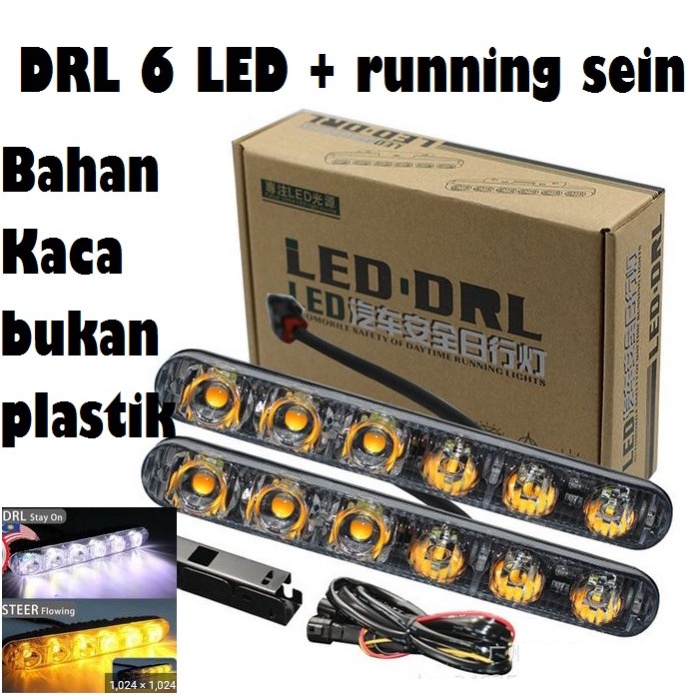 Lampu LED DRL FORTUNER RUNNING Sein 2 fungsi senja sign 6 titik mata