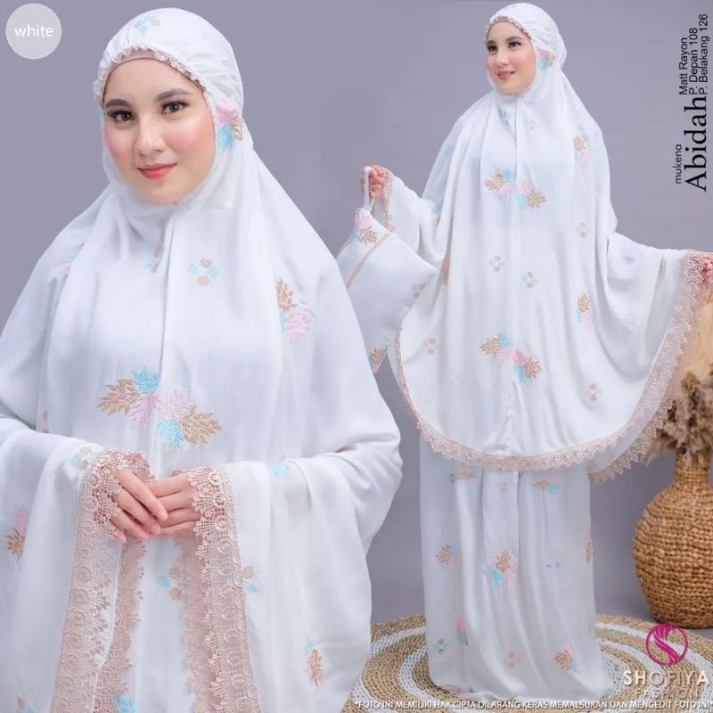 [New Arrival] Mukenah Lebaran Mukena Abidah Label Savna Mukenah Katun Rayon Polos Kombinasi Renda Im