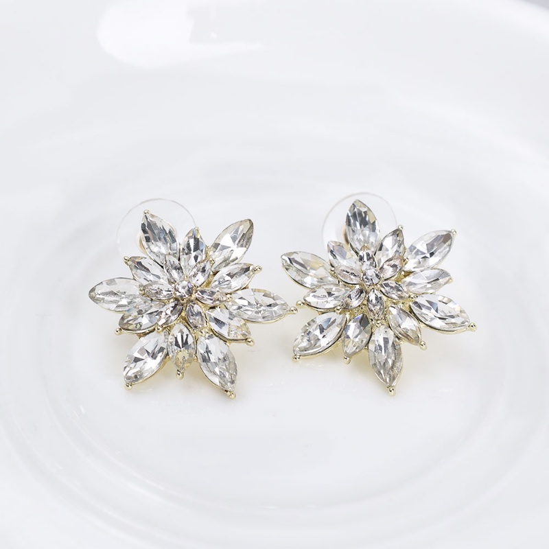 1pasang Fashion Snowflake Stud Earrings/Anting Bunga Zirkon Berkilau/Aksesoris Perhiasan Pesta Wanita