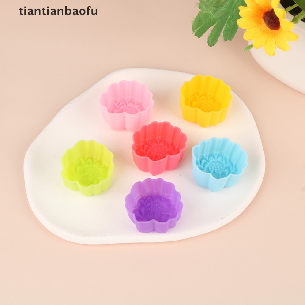 [tiantianbaofu] 5pcs 3/5cm Lotus Silicone Cetakan Kue Muffin Baking Non Reusable Molds Butik