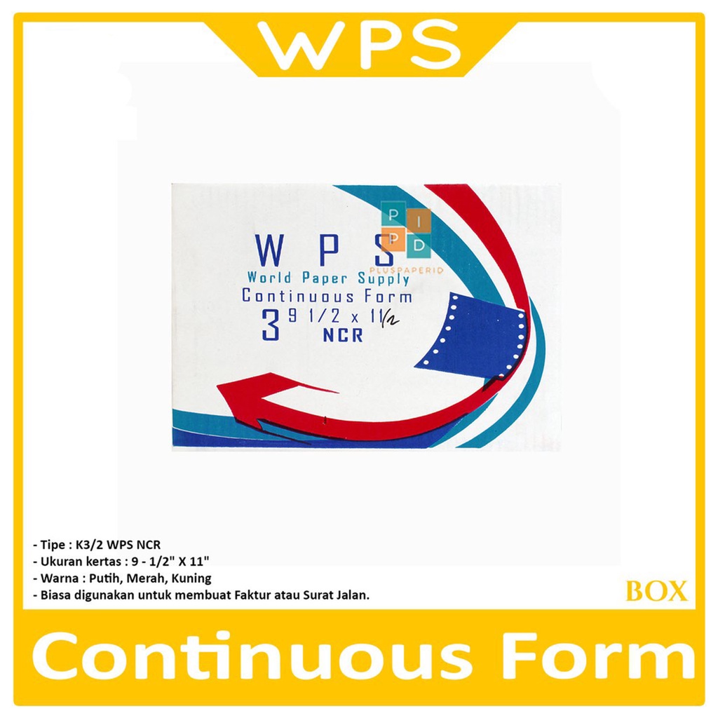 

WPS - Continous Form 3 Ply 9 1/2 x 11/2 ( K3/2 ) Ncr - Box
