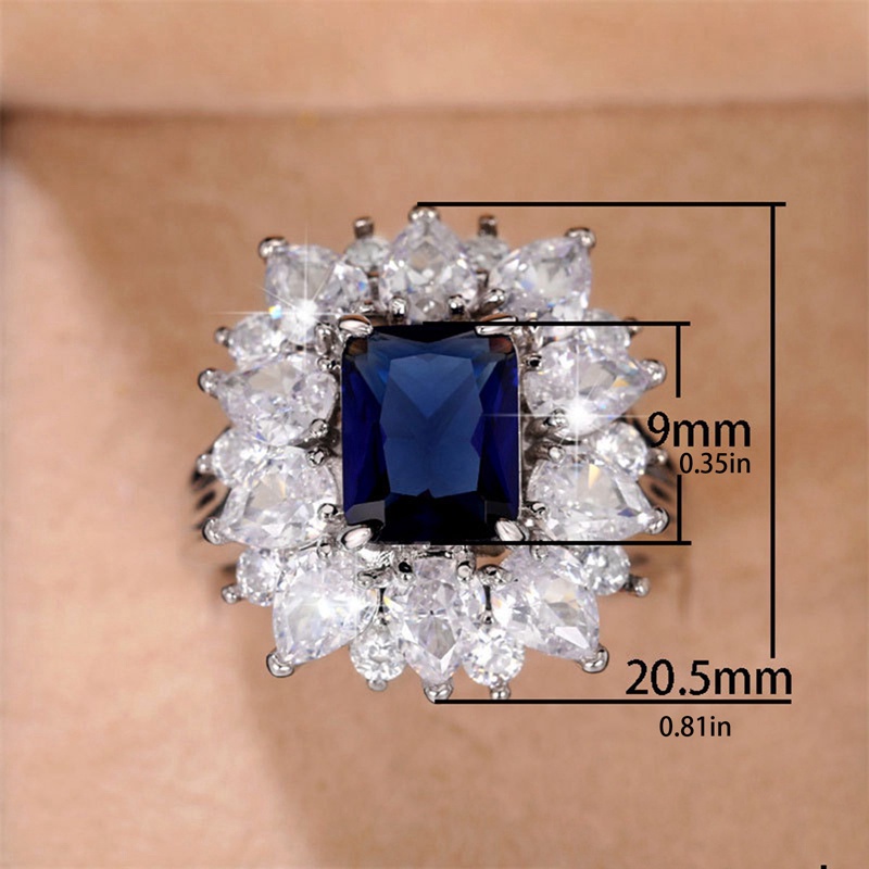 Cincin Zirkonia Kubik Biru Yang Indah Pesta Ulang Tahun Pernikahan Mewah Aksesoris Fashion Untuk Wanita Perhiasan Berkualitas Tinggi