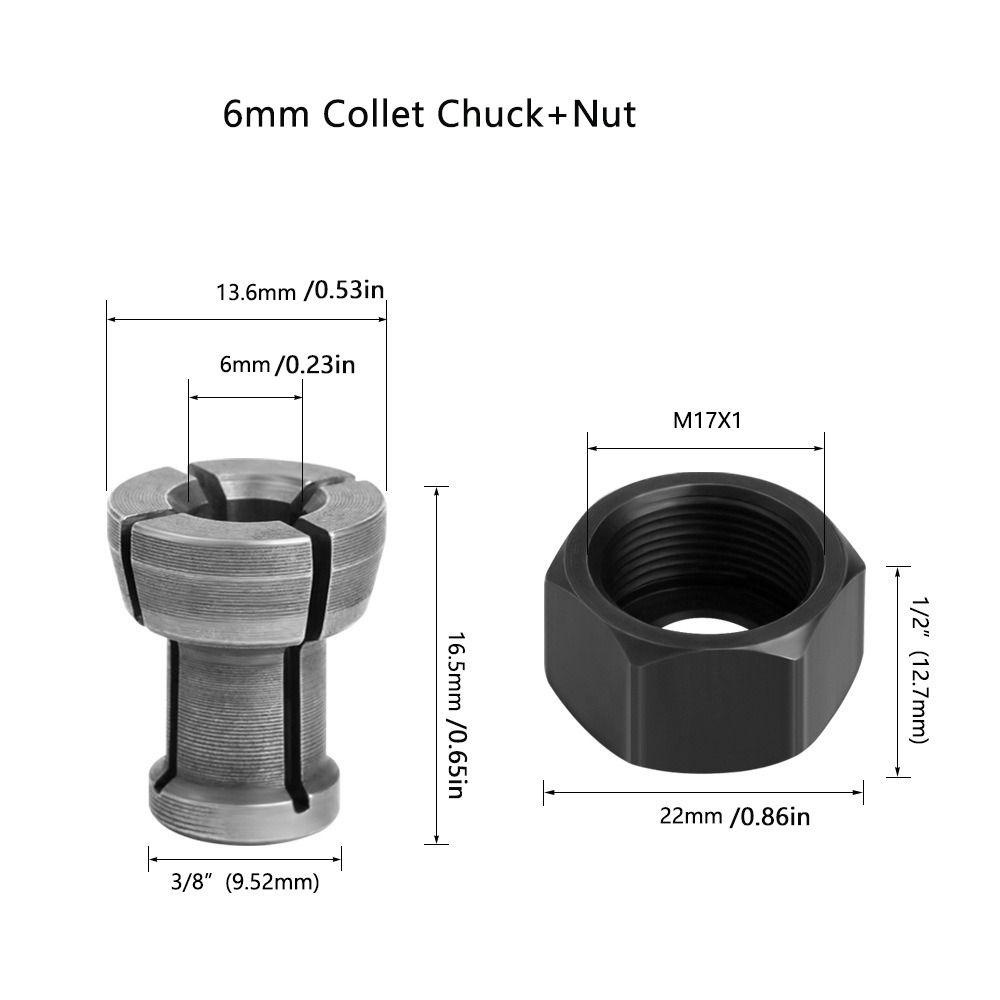 Lanfy Collet Chuck With Nut 2pcs/set Alat Potong Router Elektrik|Alat Pertukangan Collet Chuck Adapter Router Bit Collets