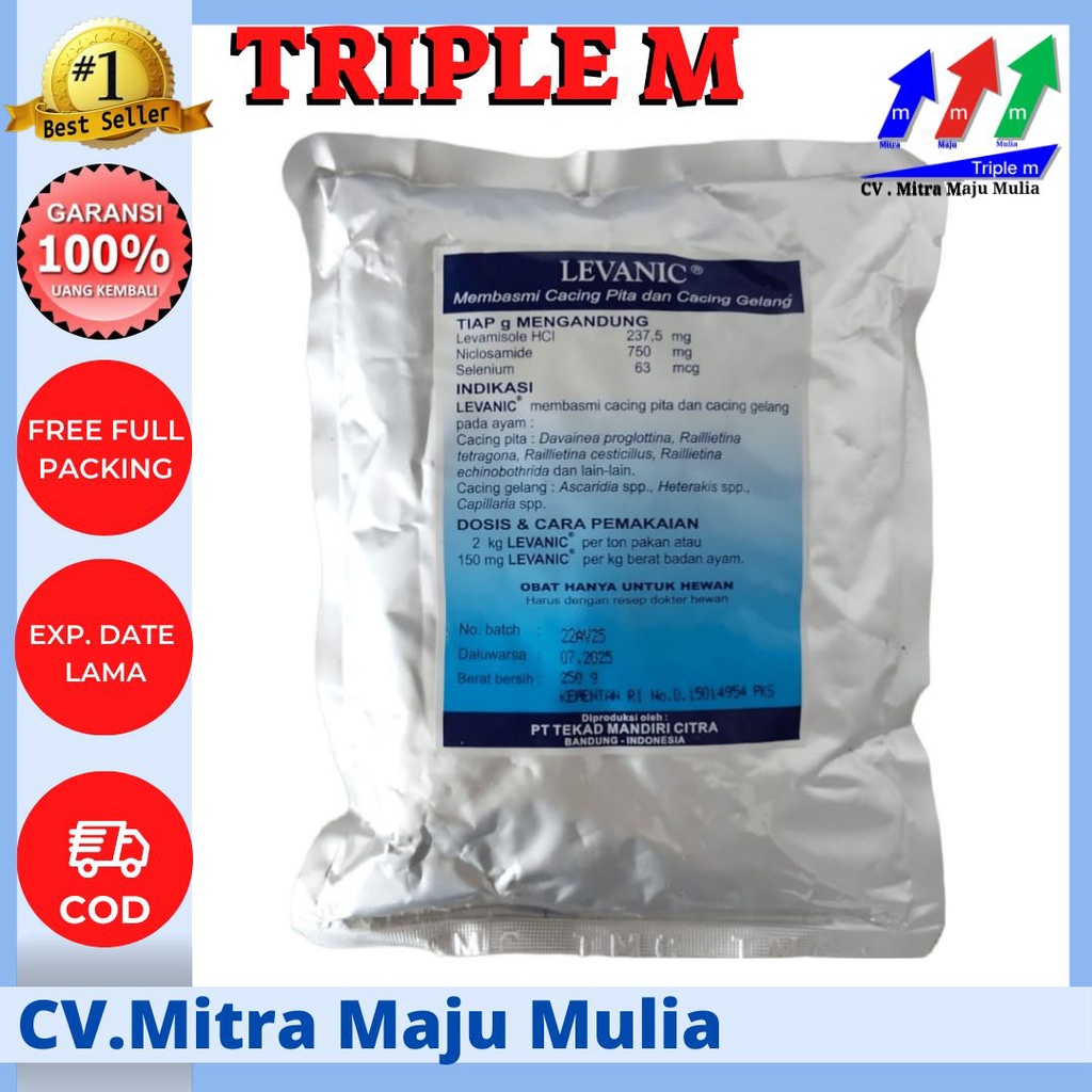 LEVANIC 250 gram Obat Cacing Pita dan Cacing Gelang produksi TMC