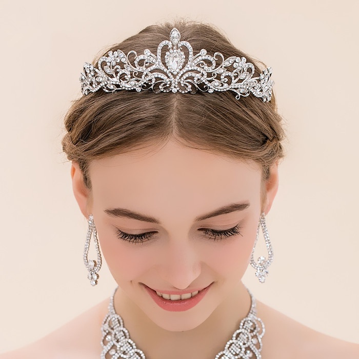 Bando Mahkota Wanita Crown Berlian Acsesories Rambut Pengantin Hijab Ulang Tahun Mahkota Rhinestone Bando Princess