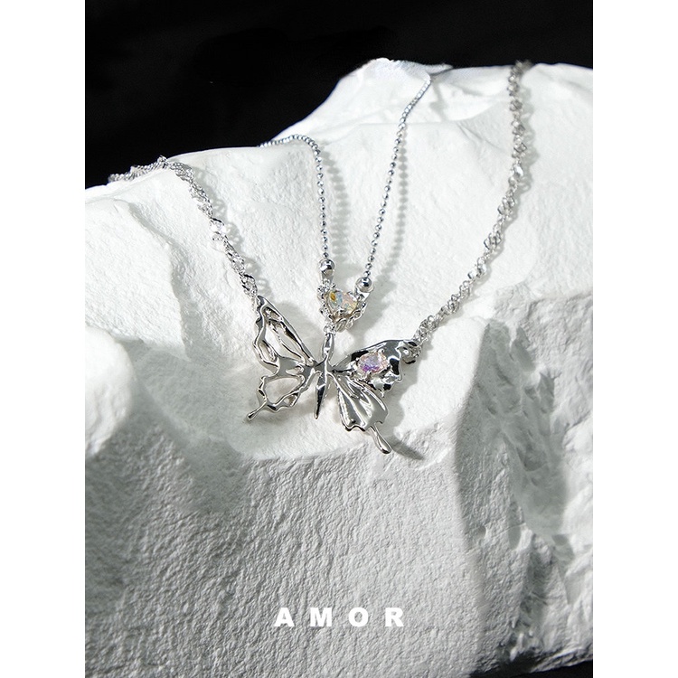 Kalung choker Kupu Love Liontin Berlian Kupu