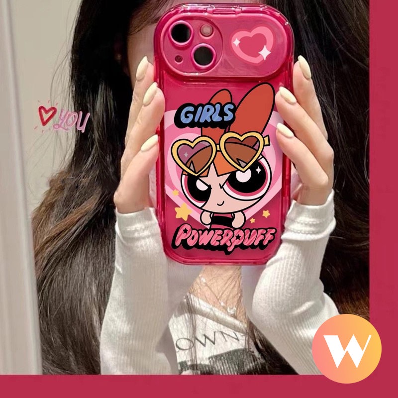 IPHONE Casing Cermin Make Up Flip Kreatif Kompatibel Untuk Iphone11 7Plus X XR XS Max12 11 14 13 Pro Max8 7 Plus SE 2020 Kartun The Powerpuff Girls Soft Tpu Phone Cover