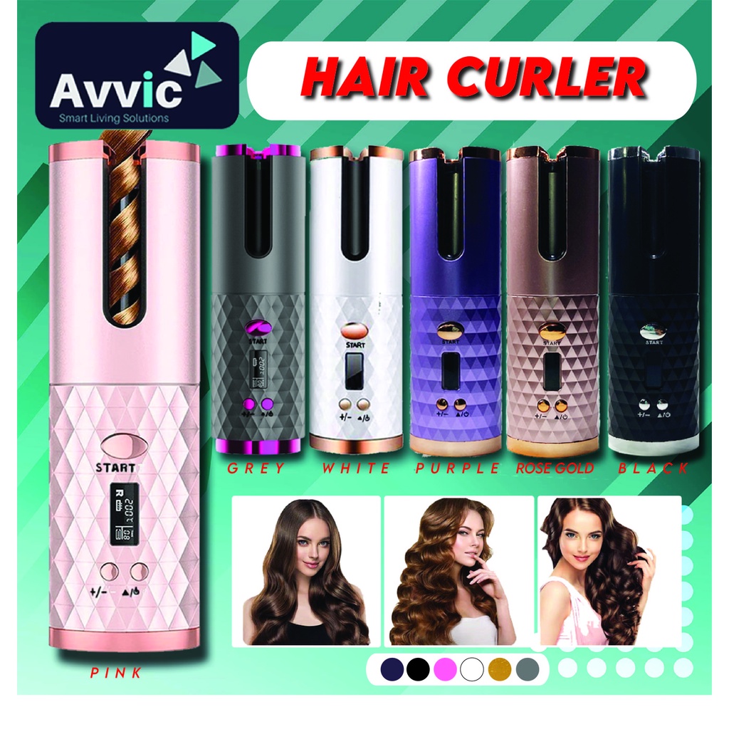 Catokan Pengeriting Rambut Otomatis Tanpa Kabel Cordless Automatic Hair Curler USB Rechargeable