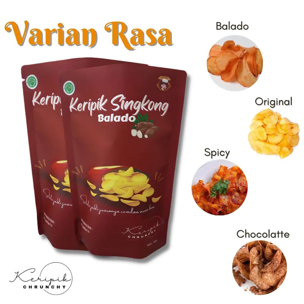 KRIPIK SINGKONG RENYAH CEMILAN MASA KINI 100gr MEMILIKI 4 RASA BEREBDA RENYAH BISA COD INF