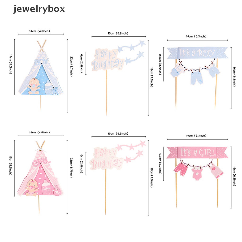 [jewelrybox] Blue Pink Girl Boy Tent Cake Topper Dekorasi Mengungkapkan Gender Pesta Kue Ulang Tahun Baby Shower Girl Kid Baptis Baptisan Cake Topper Butik
