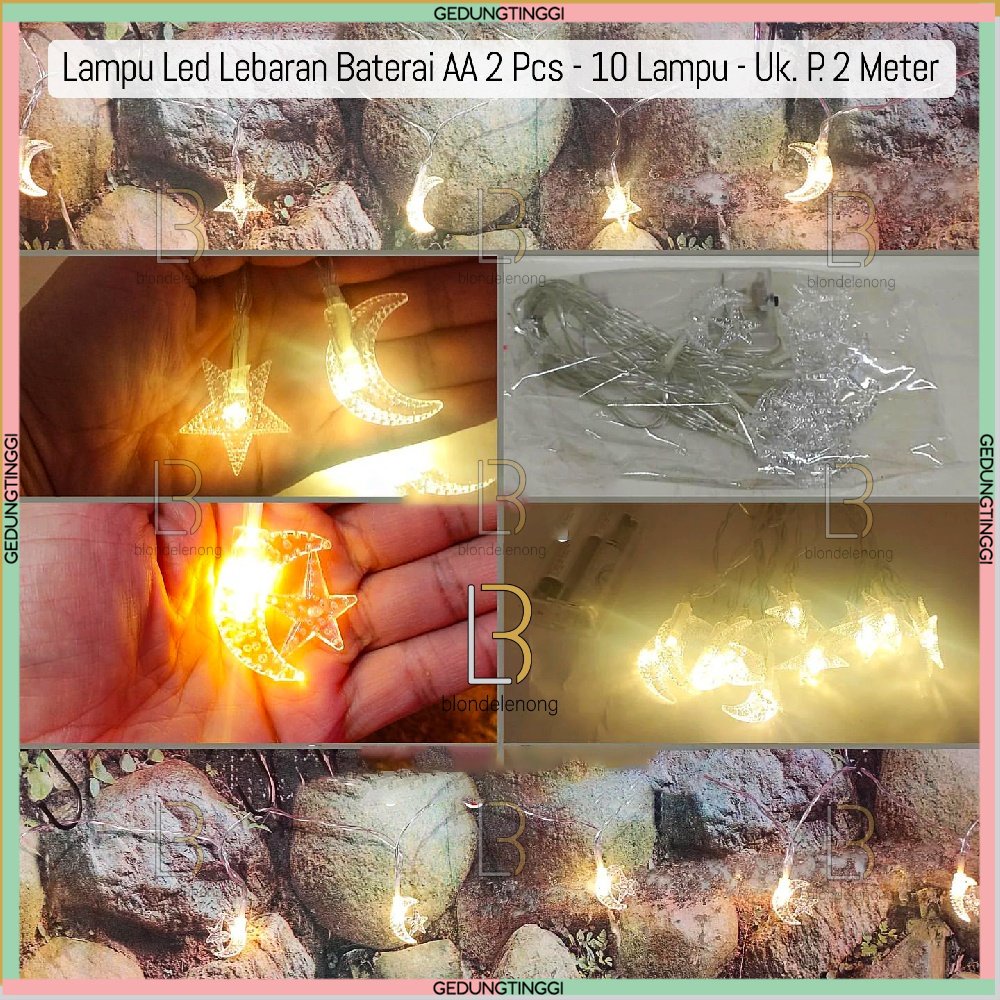 Lampu Hias Led Baterai Dekorasi Ornamen Ornament Perlengkapan Pernak Pernik Dekorasi Lebaran Idul Fitri Ramadhan Ramadan Kareem Motif Ketupat Bulan Bintang Mini Tumblr Tumbler Tumber Warna Warni Warm White Kelap Kelip Kedap Kedip Anti Air Waterproof 2023