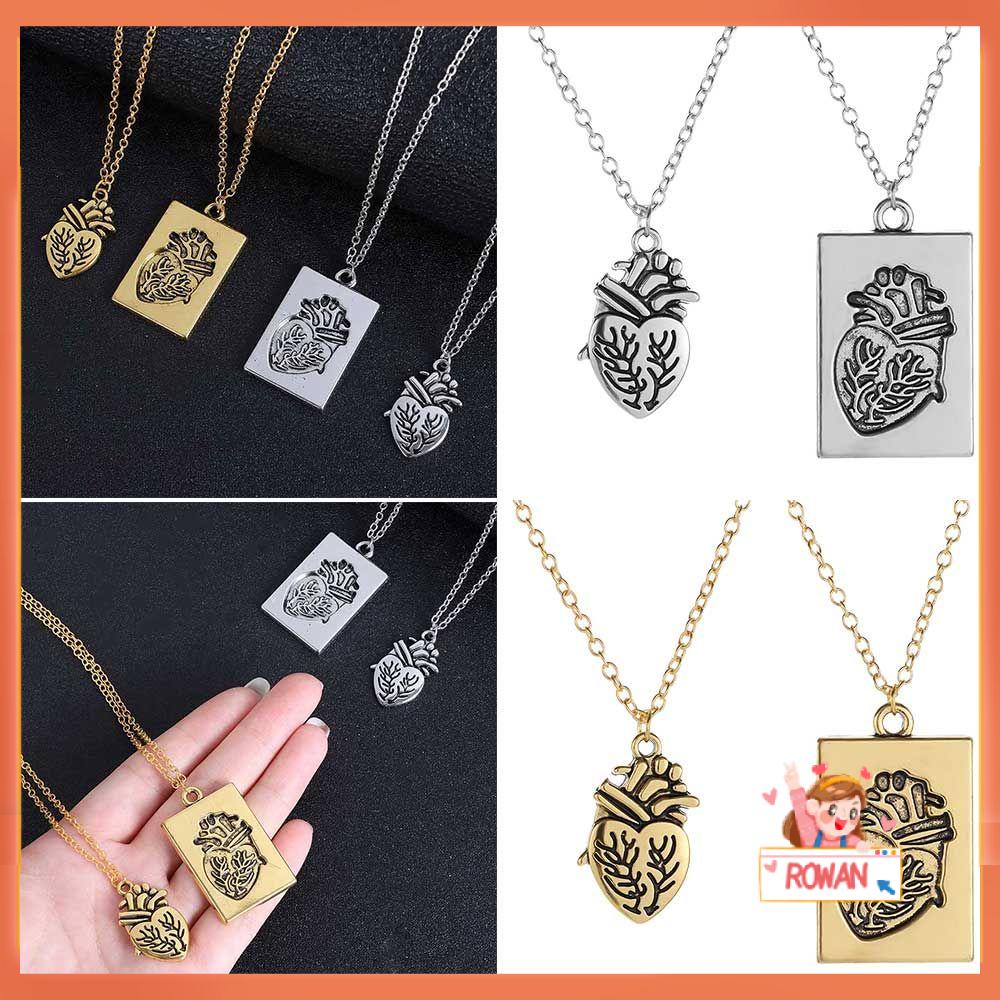 R-flower 2pcs Couple Kalung Hadiah Pernikahan Hari Valentine Puzzle Hati Choker