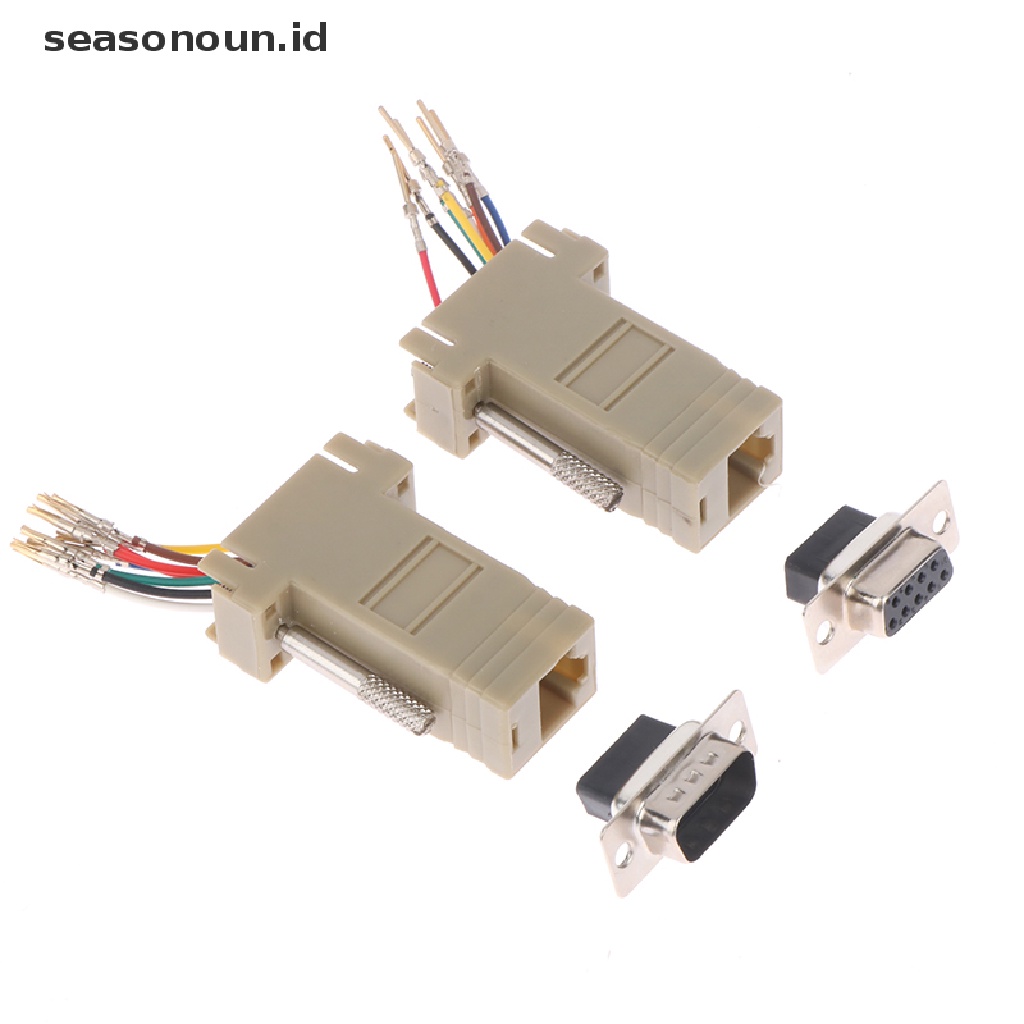 Seasonoun Konektor Adapter 9pin DB9 RS232 Male Female To RJ45 DB9 Untuk Komputer.