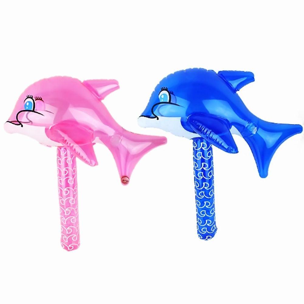 Mxbeauty Dolphin Inflatable Handheld Stick Perlengkapan Kolam Renang Balon Tiup Dekorasi Pernikahan Tongkat Tiup Perlengkapan Pesta Party Decoration Dolphin Hammer