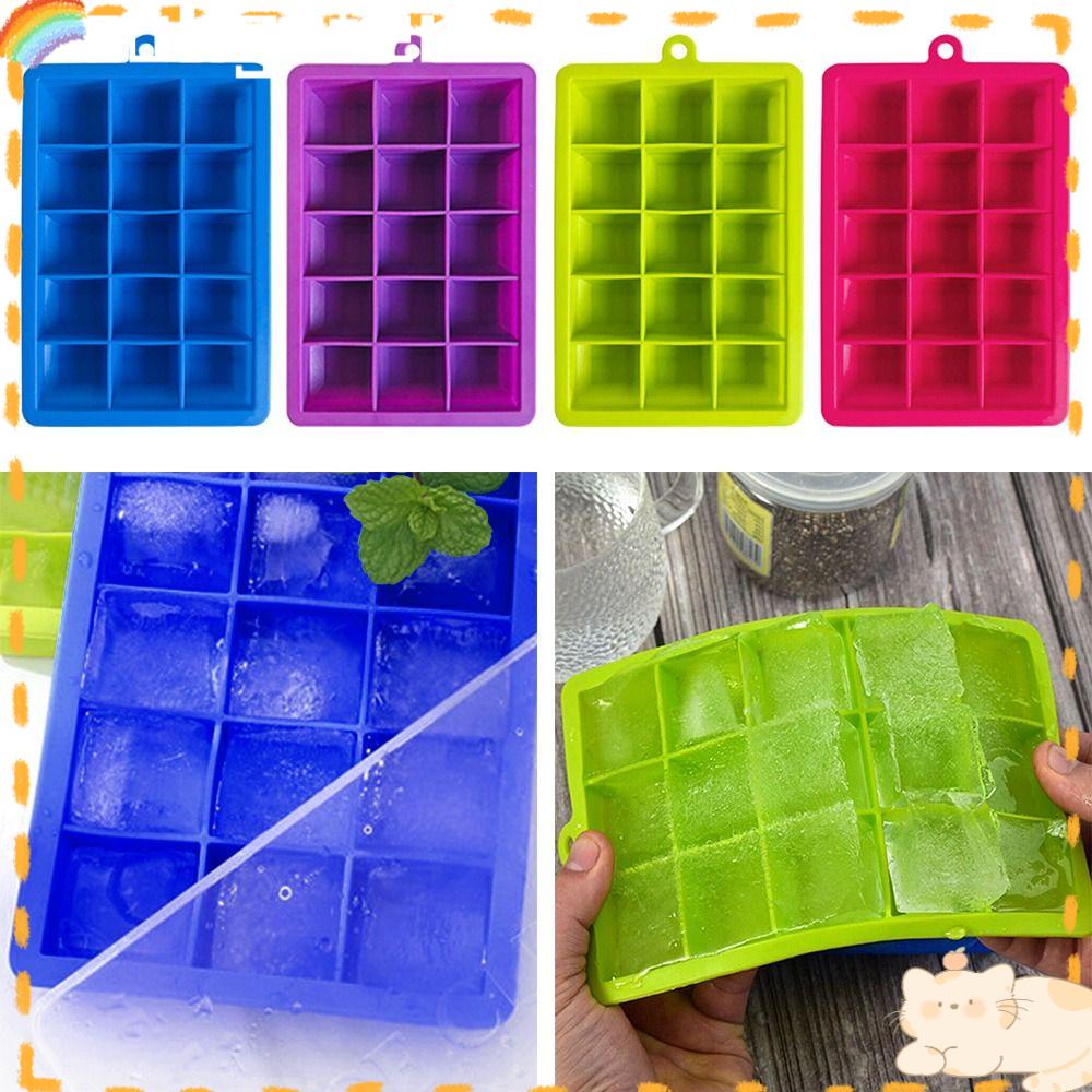 Solighter Ice Cube Tray Reusable Silikon Aksesoris Dapur Pembuat Es