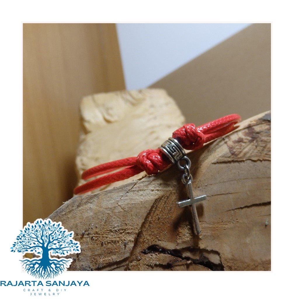 Gelang Handmade Rajarta Tali Waterproof Bandul Salib Kristen Kristus Yesus