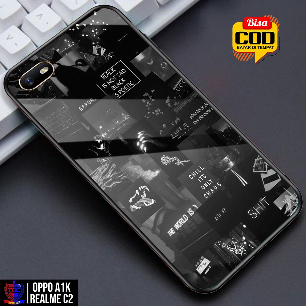 CUSTOM Case GLOSSY ALL TYPE OPPO A1K BLACK AESTHETIC