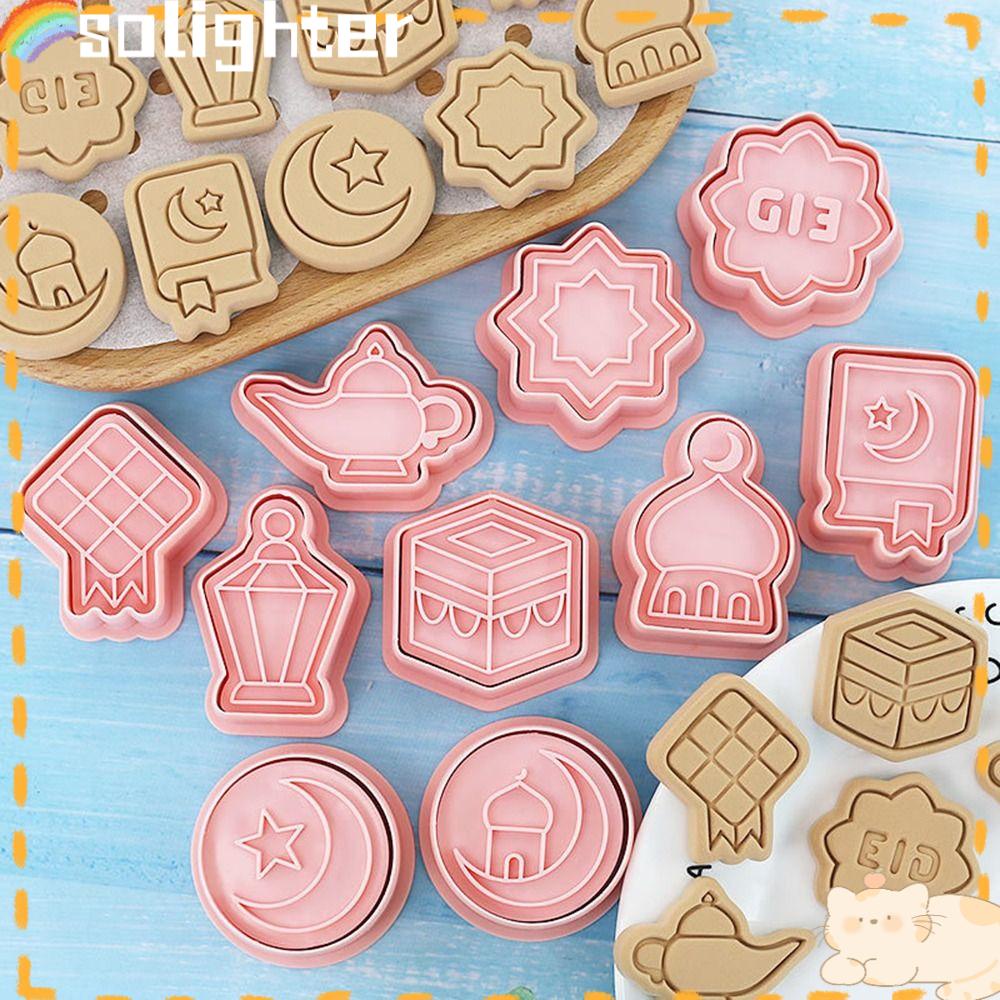 Solighter 10pcs/set Eid Mubarak Makanan Fondant Ramadan Mubarak Islam Muslim Festival Cookie Cutter