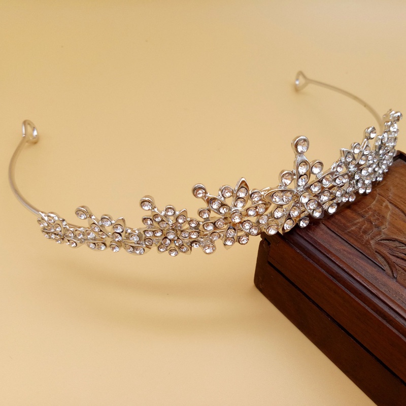 Mahkota Tiara Pengantin Pernikahan Kristal Untuk Wanita Prom Diadem Hiasan Rambut