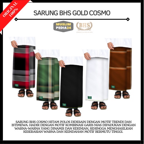sarung BHS hitam polos gold cosmo sarung bhs original songket full sutra 100%