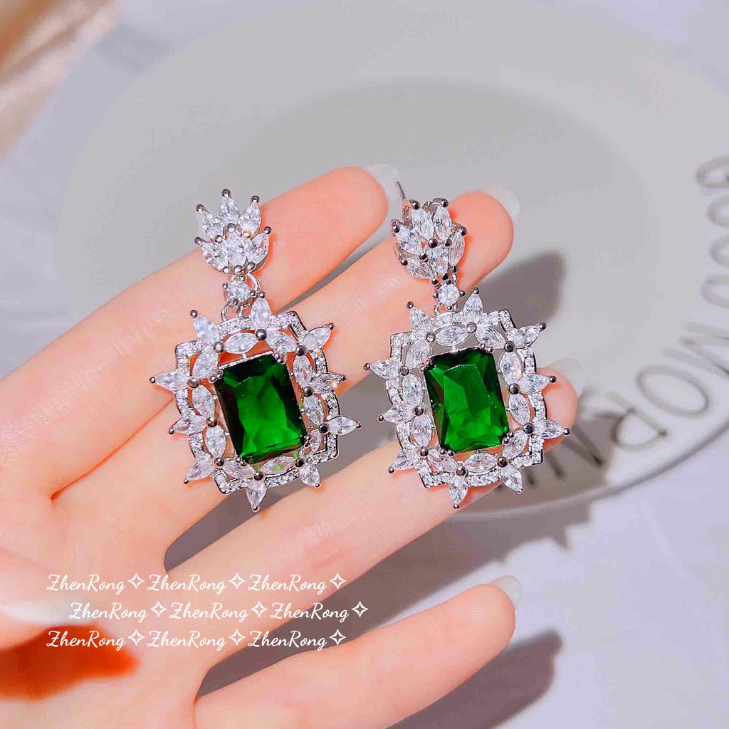 Goldkingdom Aksesoris Perhiasan Fashion Ready Stock Wanita Musim Gugur Dan Musim Dingin Temperamen, Berlebihan High-end Rasa Mewah, Putri Persegi Berlian Anting, Anting